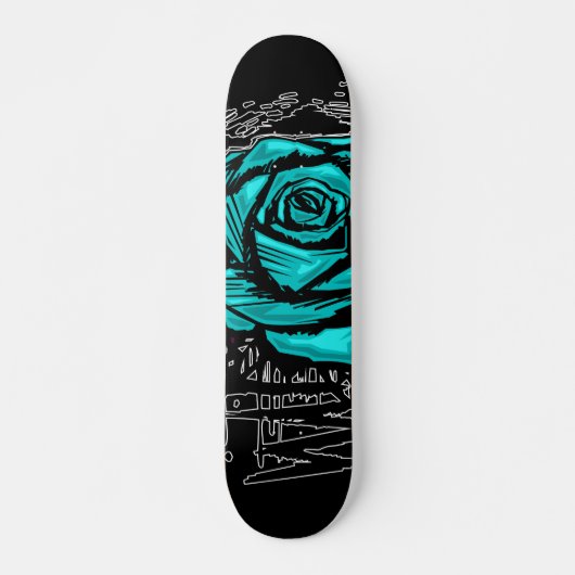 Skateboard Art de graffiti de rose robuste sarcelle • Style d (Devant)