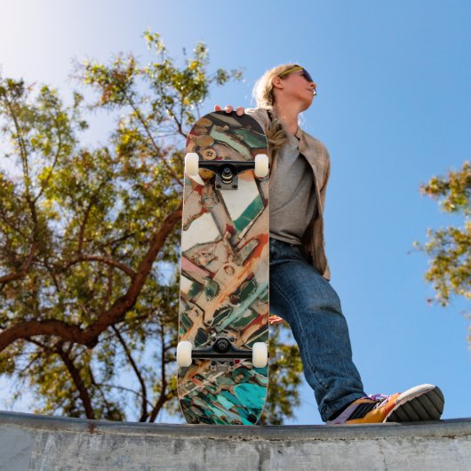 Skateboard Art de mosaïque coloré (Extérieur 1)