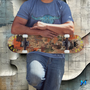 Skateboard Art de rue abstrait inspiré des graffitis aux tons