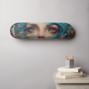 Skateboard Art de rue au pinceau à air visage de sirène surré