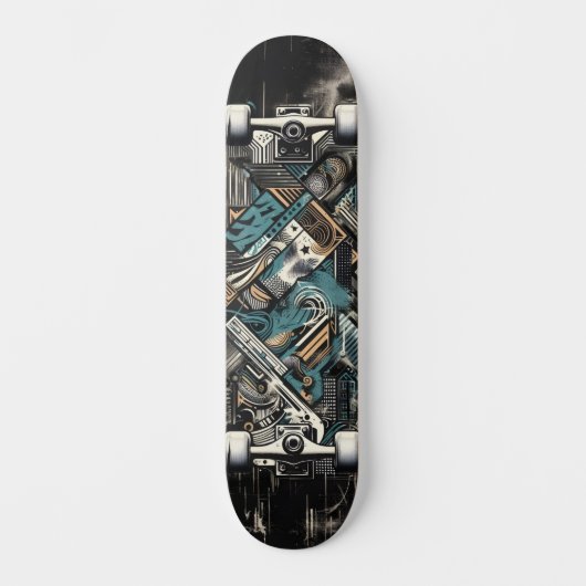 Skateboard Art de rue technologique rétro-futuriste Skateboar (Recto)