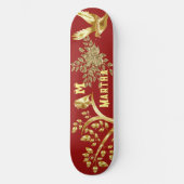 Skateboard Art Décor Oiseau Doré Arbre De Vie Monogramme (Recto)