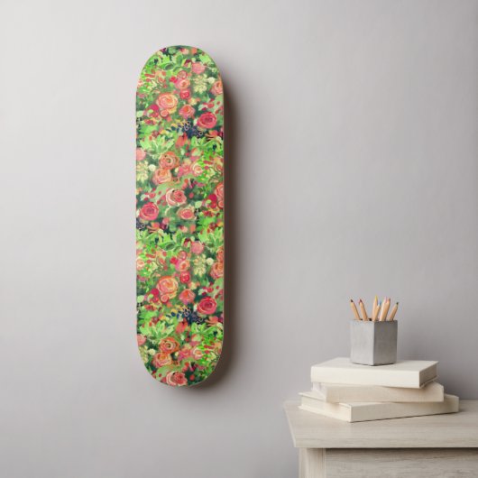 Skateboard Art des roses rouges (Art mural)