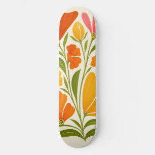 Skateboard Art Fleur sauvage peint à la main