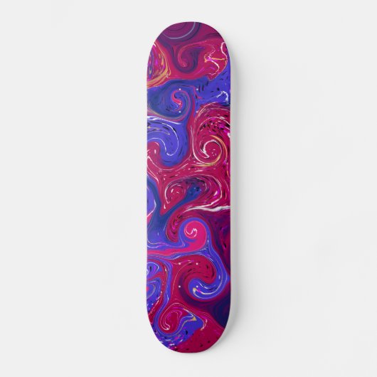 Skateboard Art fluide en marbre rose, magenta, violet (Recto)