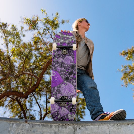 Skateboard Art fractal violet monochrome (Extérieur 1)