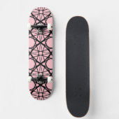 Skateboard Art géométrique noir et rose (Devant)