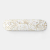 Skateboard Art moderne Gold White Floral Doodles (Horz)