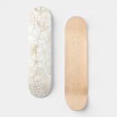 Skateboard Art moderne Gold White Floral Doodles (Recto)