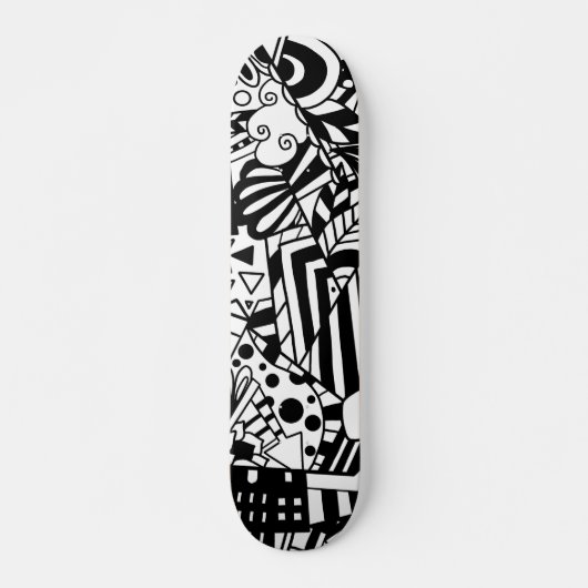 Skateboard Art noir et blanc motif abstrait (Devant)