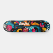 Skateboard Art Pop Géométrique - Ride Fast, Live Free (Horz)