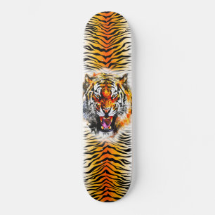 Skateboard Art - Snarling Tiger met strepen