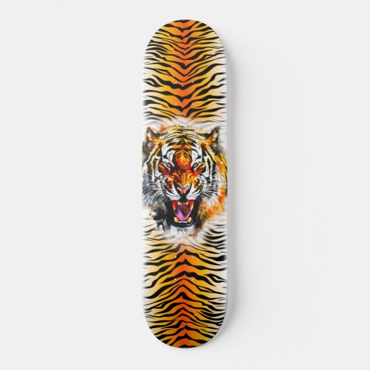 Skateboard Art - Snarling Tiger met strepen (Voorkant)