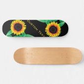 Skateboard Art Sunflowers - Ajouter votre texte / nom (Horz)