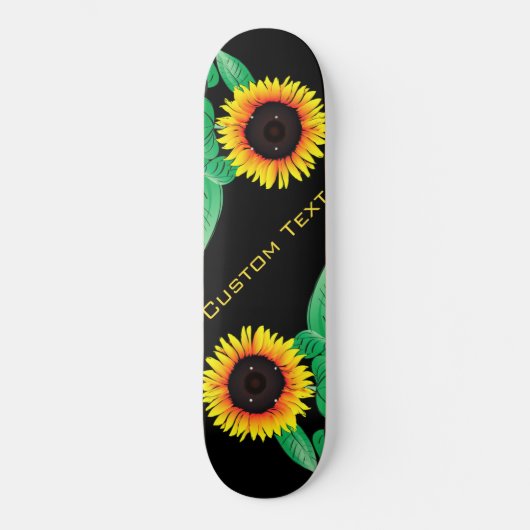 Skateboard Art Sunflowers - Ajouter votre texte / nom (Recto)