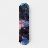 Skateboard Art unique bleu rose noir abstrait (Devant)