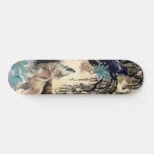 Skateboard Art unique Design Majestic Raven Moon & Wolf (Horz)