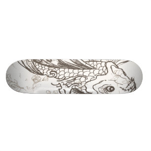 Skateboard art vintage de carpes koï japonaises