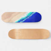 Skateboard Artsy Blue moderne Turquoise Sandy Beach Aquarelle (Horz)