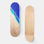 Skateboard Artsy Blue moderne Turquoise Sandy Beach Aquarelle (Recto)