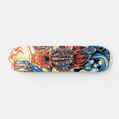 Skateboard Asian tattoo blue dragon and flame orb cartoon (Horz)