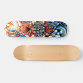 Skateboard Asian tattoo blue dragon and flame orb cartoon (Horz)