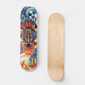 Skateboard Asian tattoo blue dragon and flame orb cartoon (Recto)