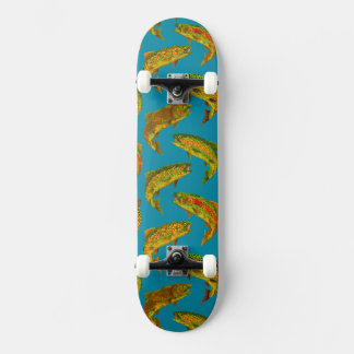 Skateboard Aspen Leaf Rainbow Trout Seamless Pattern 2018