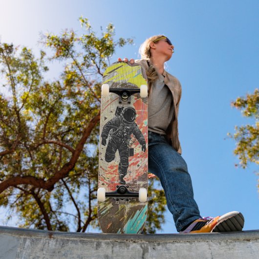 Skateboard Astro Astronaute - Art Spatial Néon Urbain (Extérieur 1)