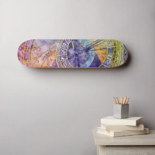 Skateboard Astrologie temps colorée Abstraite