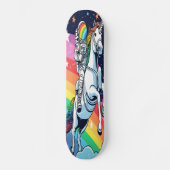 Skateboard Astronaut équitation Unicorn Arc en ciel, concepte (Recto)