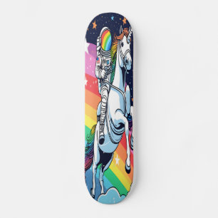 Skateboard Astronaut équitation Unicorn Arc en ciel, concepte