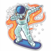 Skateboard Astronaut Floating Sticker (Voorkant)