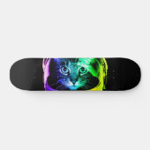 Skateboard astronaute de chat coloré (Horz)