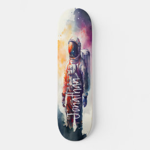 Skateboard Astronaute Mars Aquarelle Planche à roulettes