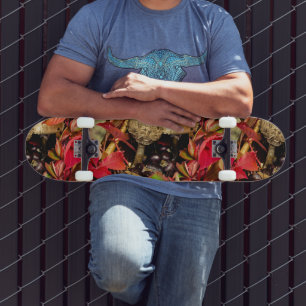 Skateboard Automne Feuilles automnales, châtaignes champignon