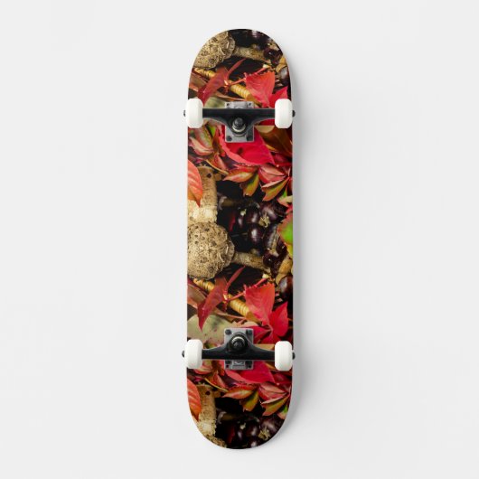 Skateboard Automne Feuilles automnales, châtaignes champignon (Recto)