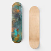 Skateboard Automne Floral Turquoise rouille or Abstrait (Recto)