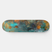 Skateboard Automne Floral Turquoise rouille or Abstrait (Horz)
