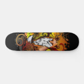 Skateboard Autumn Fox Black Background Illustration (Horz)
