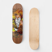 Skateboard Autumn Fox Dark Wood Grain Illustration (Recto)