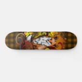 Skateboard Autumn Fox Dark Yellow Plaid Illustration (Horz)