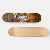 Skateboard Autumn Fox Dark Yellow Plaid Illustration (Horz)