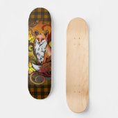 Skateboard Autumn Fox Dark Yellow Plaid Illustration (Recto)