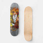 Skateboard Autumn Fox Grey Wood Slats Illustration (Recto)