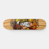 Skateboard Autumn Fox Light Wood Nature Illustration (Horz)
