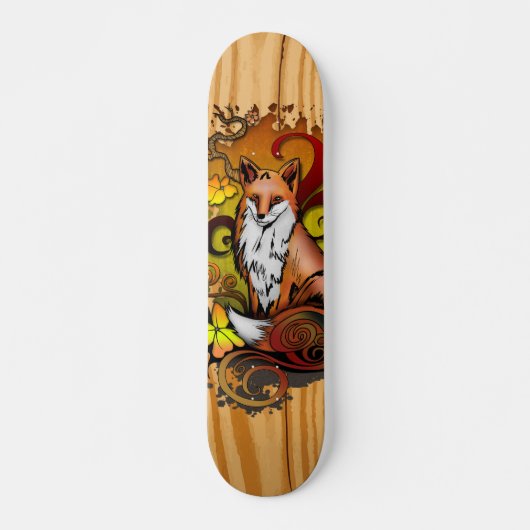 Skateboard Autumn Fox Light Wood Nature Illustration (Devant)