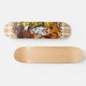 Skateboard Autumn Fox Plaid Nature Illustration (Horz)