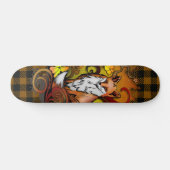 Skateboard Autumn Fox Plaid Woodland Illustration (Horz)