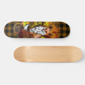 Skateboard Autumn Fox Plaid Woodland Illustration (Horz)